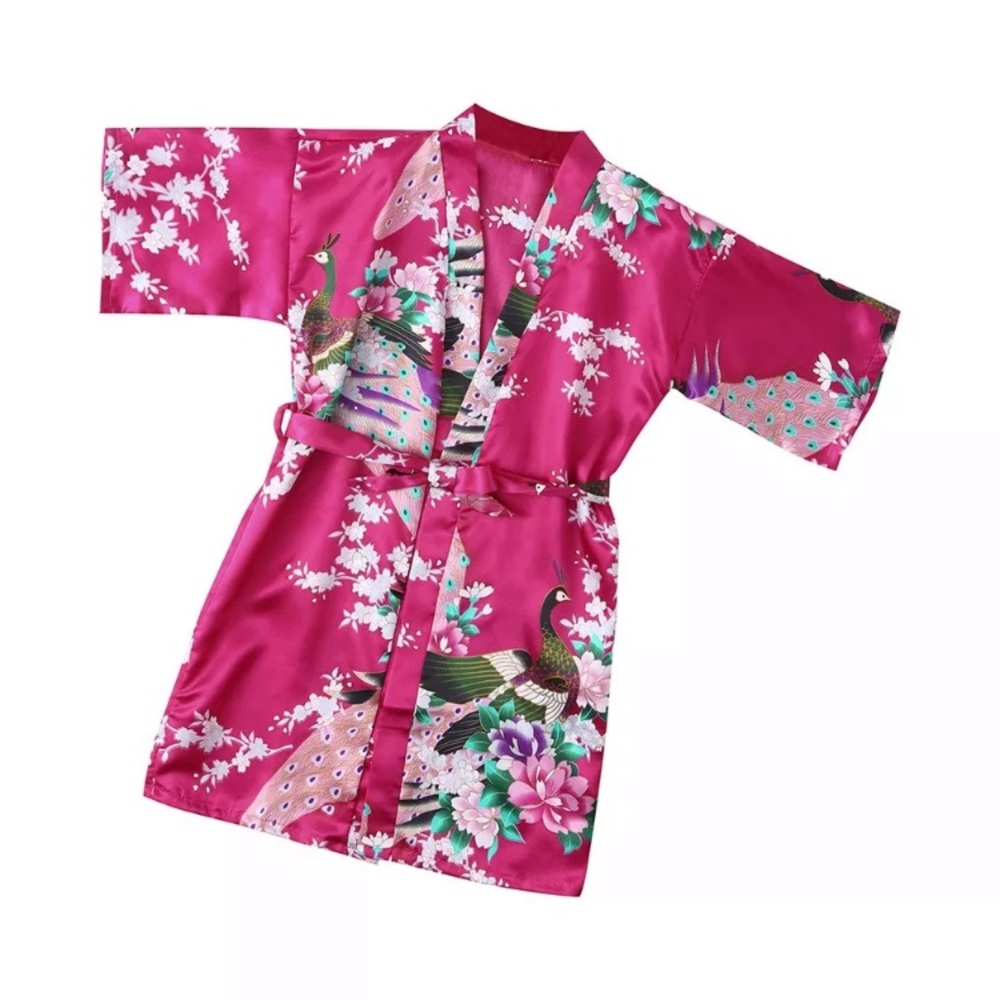 Fushia Satin Floral Robe